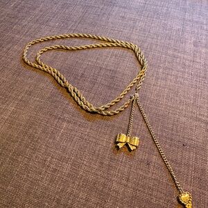 Betsey Johnson Gold Bow Pendant Necklace